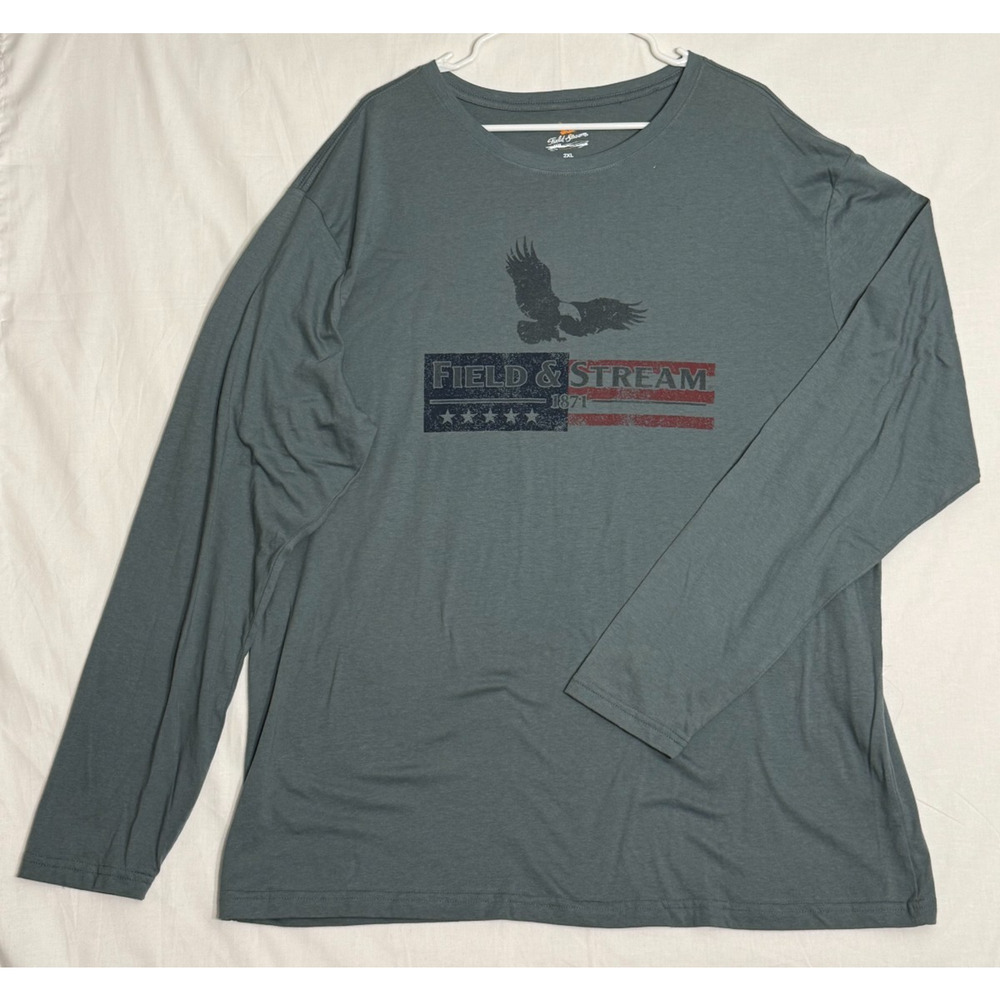 Field And Stream Tee Shirt Men's 2XL XXL - Tall Gray Light‎ Pullover Long Sleeve